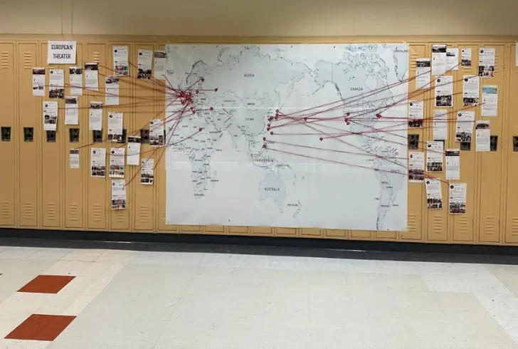 Classroom shows WWII map lesson